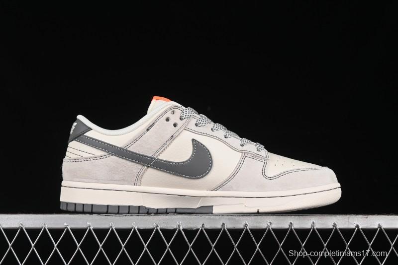 Nike SB Dunk Low Stussy Collaboration Patch Grey White Dark Grey Swoosh Anniversary Custom Low-Top Casual Skate Shoes - MM1089-024