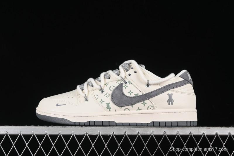 Nike SB Dunk Low Violent Bear Series - Lace-Up Beige with Grey Check - Anniversary Custom Edition Low-Top Casual Skate Shoes - SJ2068-289