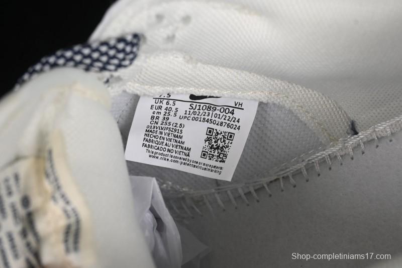 Nike SB Dunk Low Anniversary Premium Custom Low-Top Casual Skate Shoes in Off-White with Navy Blue Swoosh - SJ1089-004