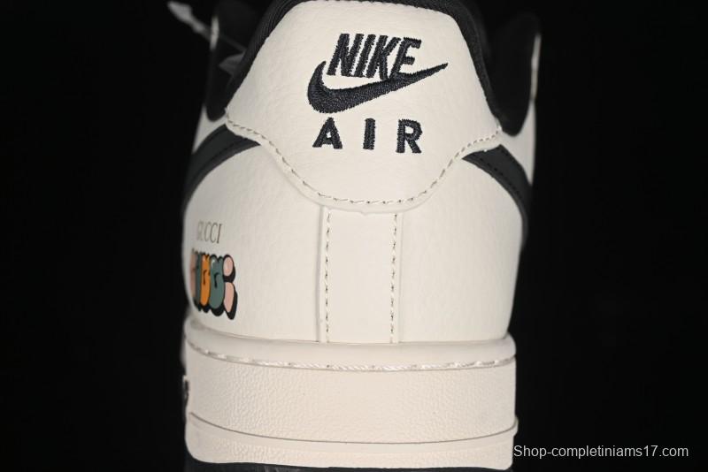 Nike Air Force 1 '07 Low Gucci Collaboration - Dark Blue Linen Casual Sneakers - XZ3398-888