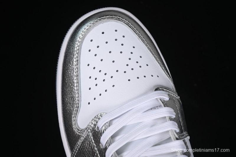 Nike Air Jordan 1 Mid Basketball Shoes Silver White - FN5031-100