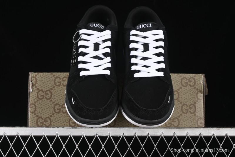 Nike SB Dunk Low Gucci Collaboration Dark Floral Pattern Anniversary Custom Low-Top Casual Sneakers - FC1688-140