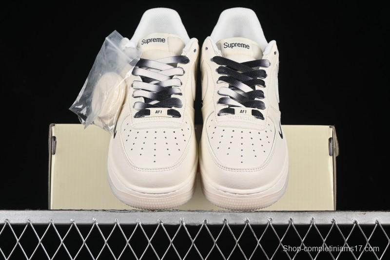 Nike Air Force 1 '07 Low Supreme Collaboration - White Black Two-Tone Low-Top Casual Sneakers - BB7577-217