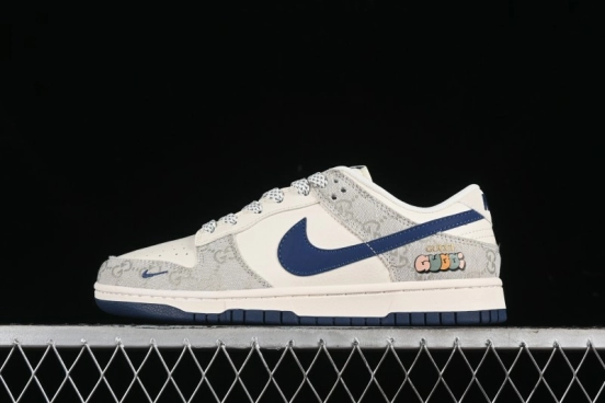 Nike SB Dunk Low Gucci Collaboration - Smoke Blue Anniversary High-End Custom Low-Top Casual Skate Shoes - XX2025-801