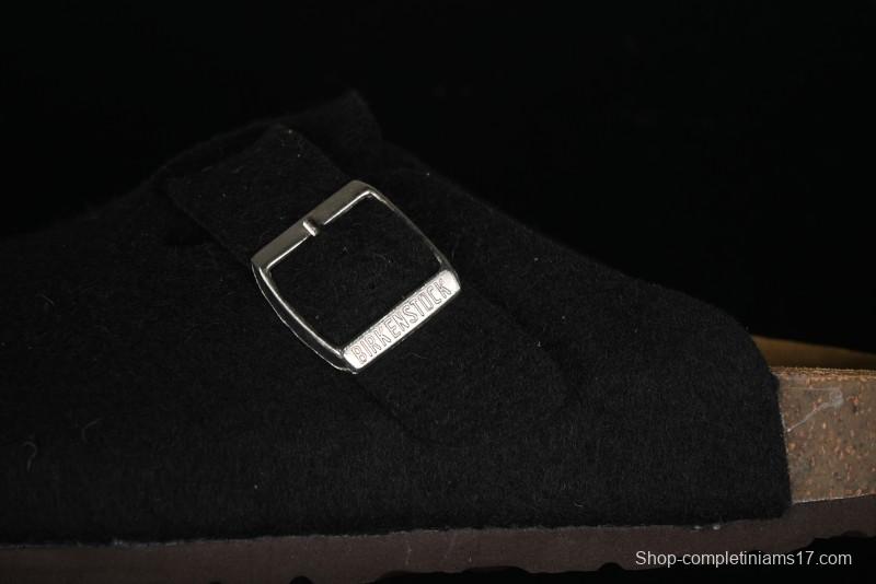 Birkenstock Half Open Toe Sandals with Smokeless Coal Wool Upper - G.D4