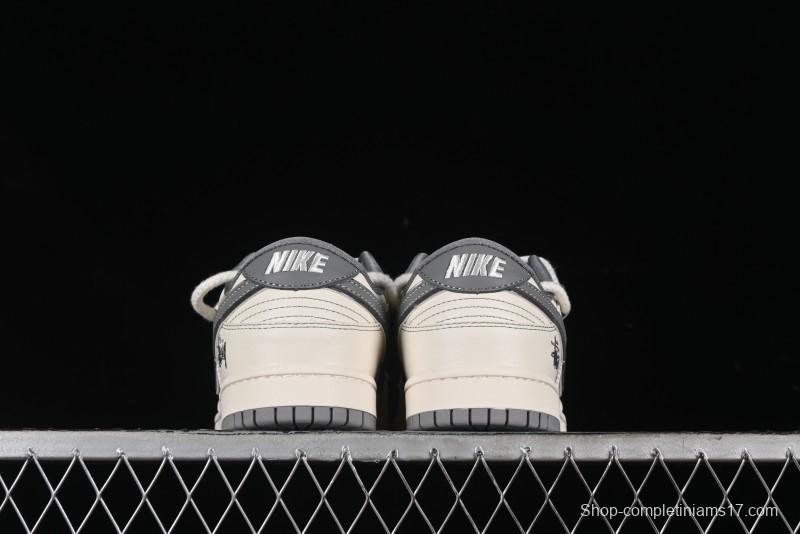 Nike SB Dunk Low Stussy Bandana Grey Check Anniversary Custom Low-Top Casual Skate Shoes - SJ2068-310