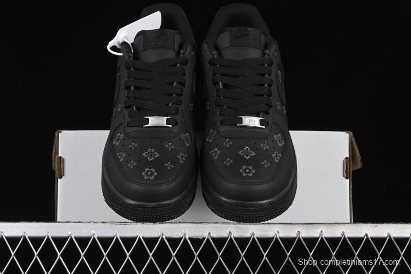 Nike Air Force 1 '07 Low LV Custom All Black Casual Sneakers - 315122-101