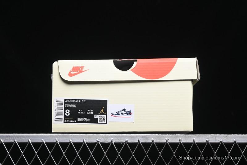 Nike Air Jordan 1 Low Stussy Collaboration - Blue Red Custom High-End Retro Basketball Shoes - SJ9950-049
