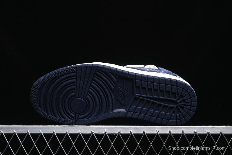 Nike Travis Scott x Fragment Design x Air Jordan 1 Low OG SP AJ1 Bape Collaboration - Klein Blue Lace-Up Low-Top Casual Sneakers - XS3186-201