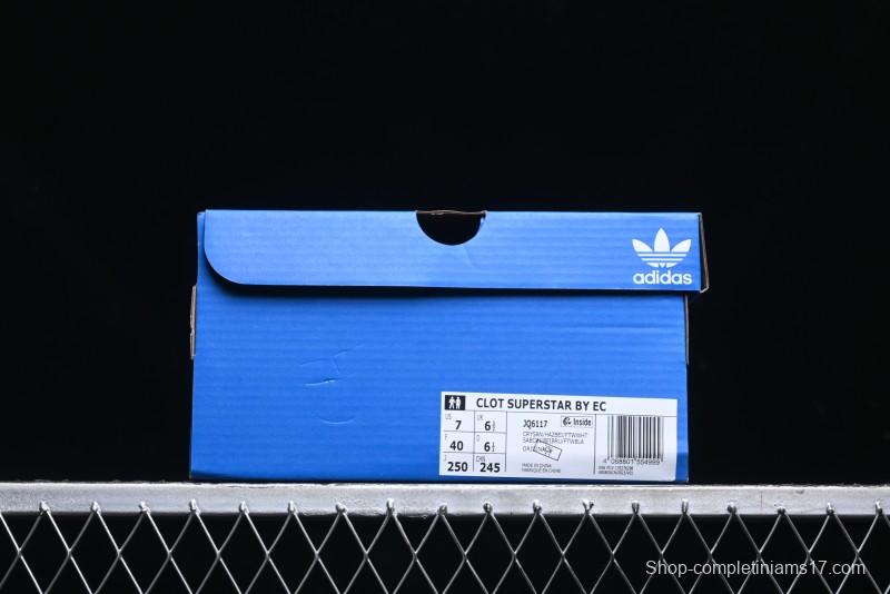 Adidas Clot x Superstar JQ6117 Shell Toe Sneakers with Preppy Style and Perforated Design - JQ6117