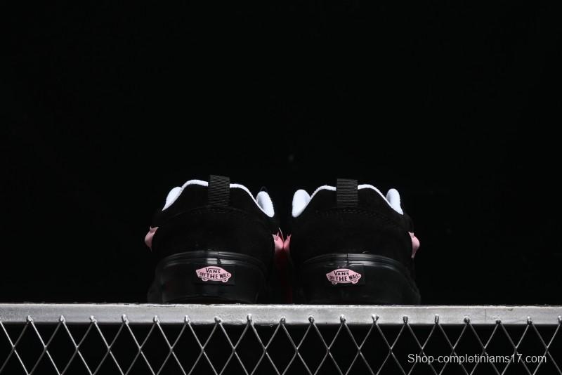 Vans Knu Skool Low Top Retro Sneakers in Black Pink with Big Logo - VN0009QC6BT1