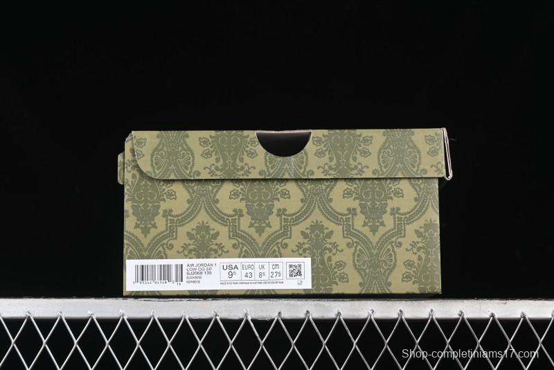 Nike Travis Scott x Fragment Design x Air Jordan 1 Low OG SP AJ1 Gucci Collaboration - Black Dragonfly Low-top Casual Sneakers - SJ2068-139