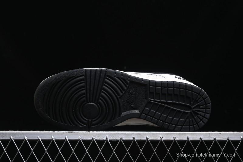 Nike SB Dunk Low Stussy Collaboration - Beige Black Swoosh Silver Edge Anniversary High-End Custom Low-Top Casual Sneakers - XX3168-306