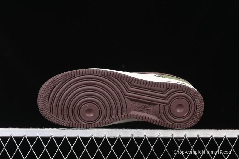 Nike Air Force 1 '07 Low Stussy Collaboration - Green Brown Low-Top Casual Sneakers - KK1988-038