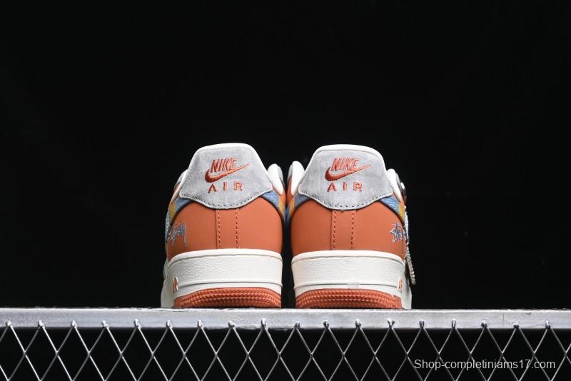 Nike Air Force 1 '07 Low Stussy Collaboration - Grey Brown Flyknit Low-Top Casual Sneakers - KK1988-025