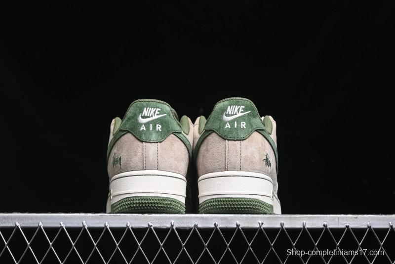 Nike Air Force 1 '07 Low Stussy Collaboration Light Brown Green Low-Top Casual Sneakers - XZ6188-666