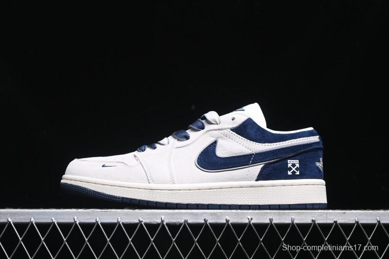 Nike Air Jordan 1 Low OF Collaboration - Premium Custom Retro Basketball Shoes in Blue Grey - DM9188-003