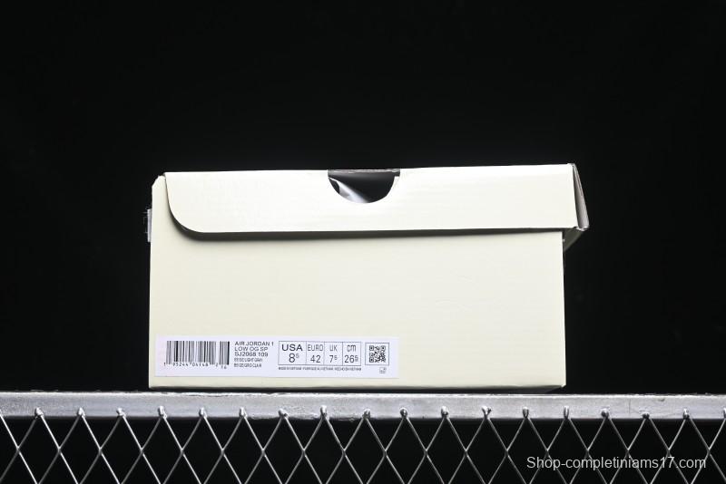 Nike Travis Scott x Fragment Design x Air Jordan 1 Low OG SP AJ1 OF Collaboration - Latte Grey Low Top Casual Sneakers - SJ2068-109