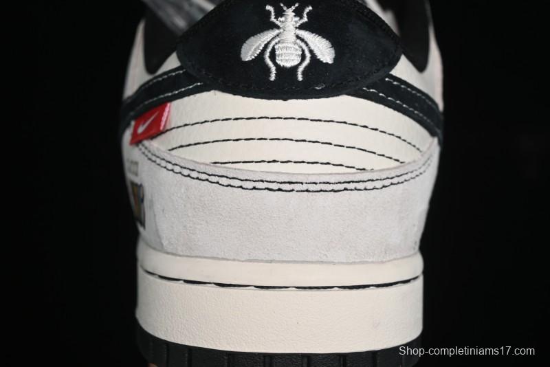 Nike SB Dunk Low Gucci Collaboration - Bumblebee Series Grey Black Hook Anniversary High-End Custom Low-Top Casual Skate Shoes - MM1089-029