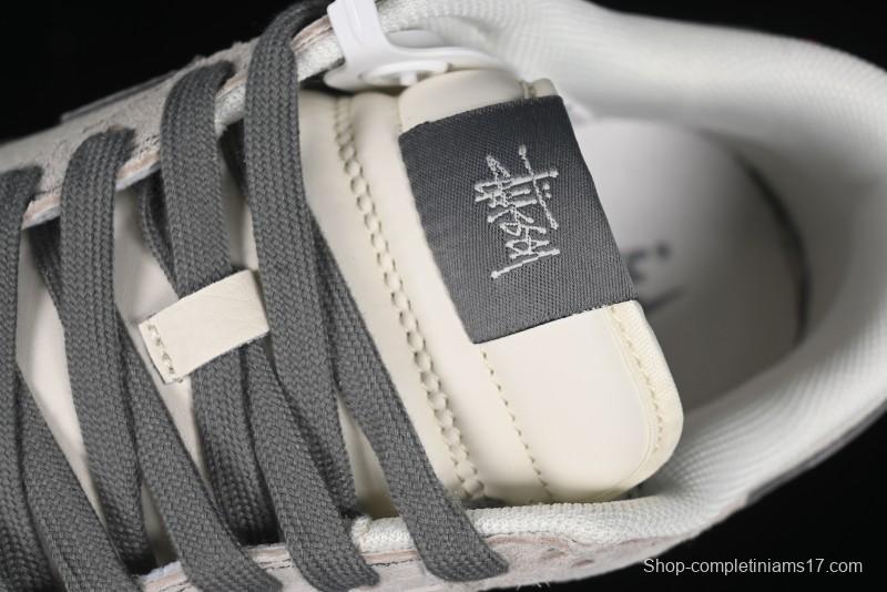 Nike SB Dunk Low Stussy Collaboration - Embroidered Grey Swoosh Anniversary Custom Low-Top Casual Sneakers - MM1089-033