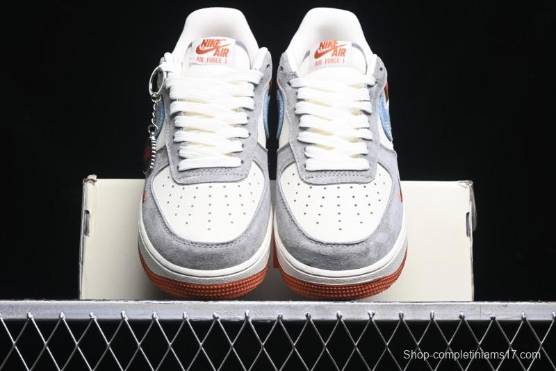 Nike Air Force 1 '07 Low Stussy Collaboration - Grey Brown Flyknit Low-Top Casual Sneakers - KK1988-025