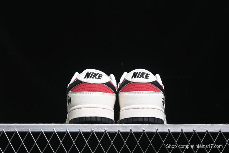 Nike SB Dunk Low Stussy Collaboration - Beige Black Swoosh Silver Edge Anniversary High-End Custom Low-Top Casual Sneakers - XX3168-306