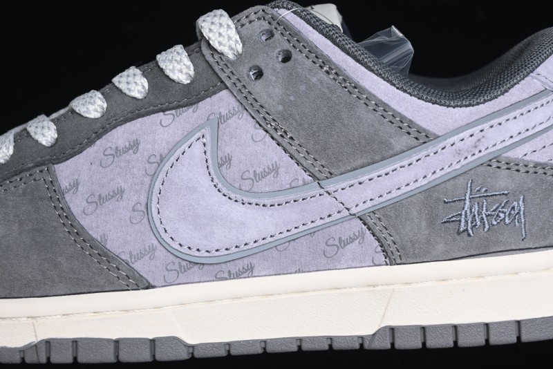 Nike SB Dunk Low Stussy Collaboration - Granite Grey Anniversary Custom Low-Top Casual Skate Shoes - XS1086-008