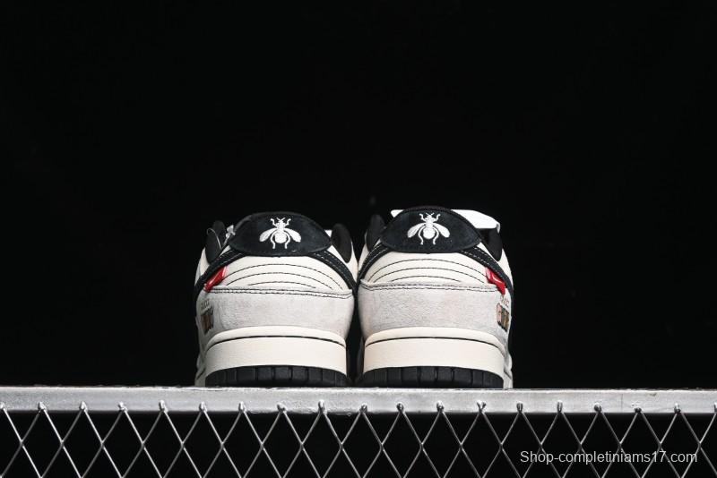 Nike SB Dunk Low Gucci Collaboration - Bumblebee Series Grey Black Hook Anniversary High-End Custom Low-Top Casual Skate Shoes - MM1089-029