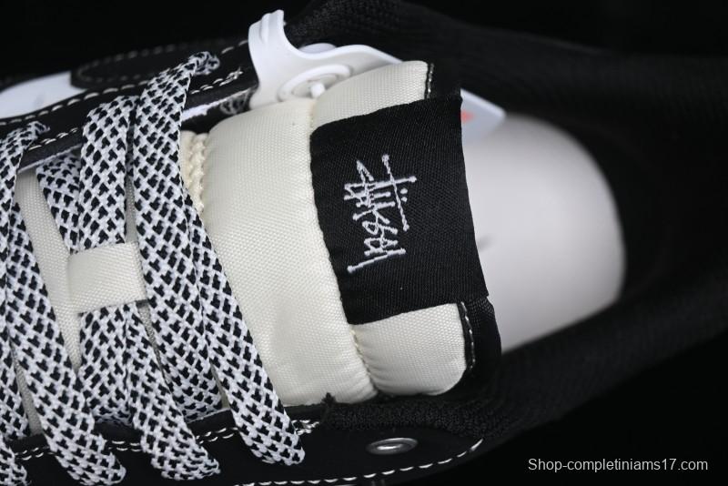 Nike Air Force 1 '07 Low Stussy Collaboration - Black White Double Swoosh Red Tag Low-Top Casual Sneakers - SJ6698-012