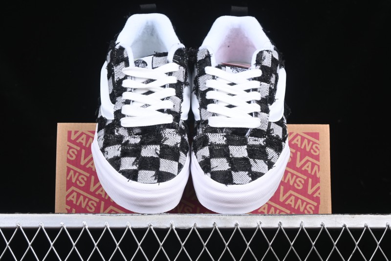 Vans Knu Skool Checkerboard Washed Denim Low-Top Casual Skate Shoes - VN000CS0239