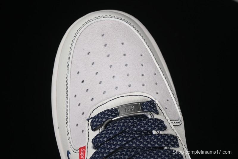 Nike Air Force 1 '07 Low Supreme Collaboration Sneakers with Red Tab and Blue Swoosh - BB7518-021
