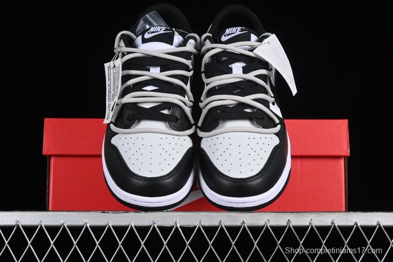 Nike Dunk Low Letter Panda Black Grey High Street Deconstructed SB Strap Low-top Casual Skate Shoes - CW1590-100
