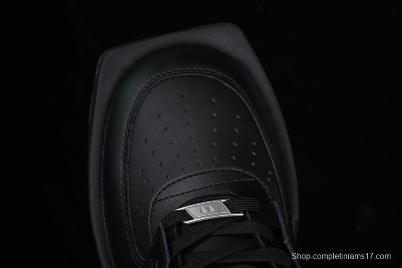 Choco Concert Leather Round Square Asymmetric Fashion Sneakers Black - AJE5