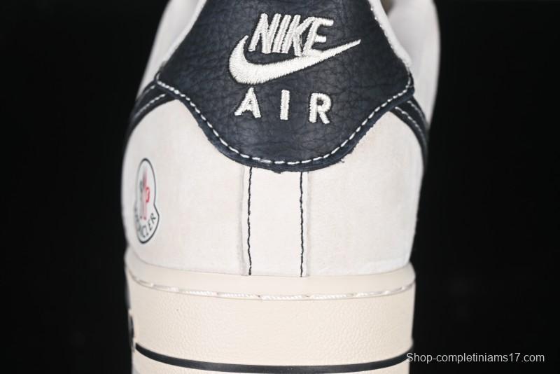Nike Air Force 1 '07 Low Moncler Collaboration - Black Lychee Grain Pigskin Low-Top Casual Sneakers - CH6336-514