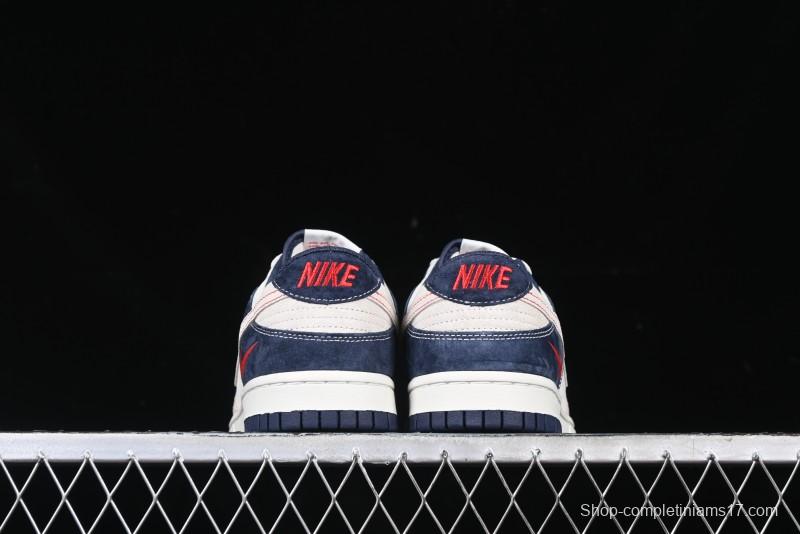 Nike SB Dunk Low Supreme Collaboration - Two-Tone White Swoosh Anniversary Customized Low-Top Casual Skate Shoes - DJ2024-045