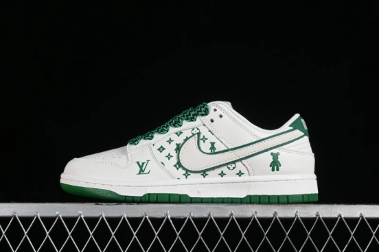 Nike SB Dunk Low LV Collaboration - Beige Green Violent Bear Anniversary High-End Custom Low-Top Casual Skate Shoes - SJ2068-241