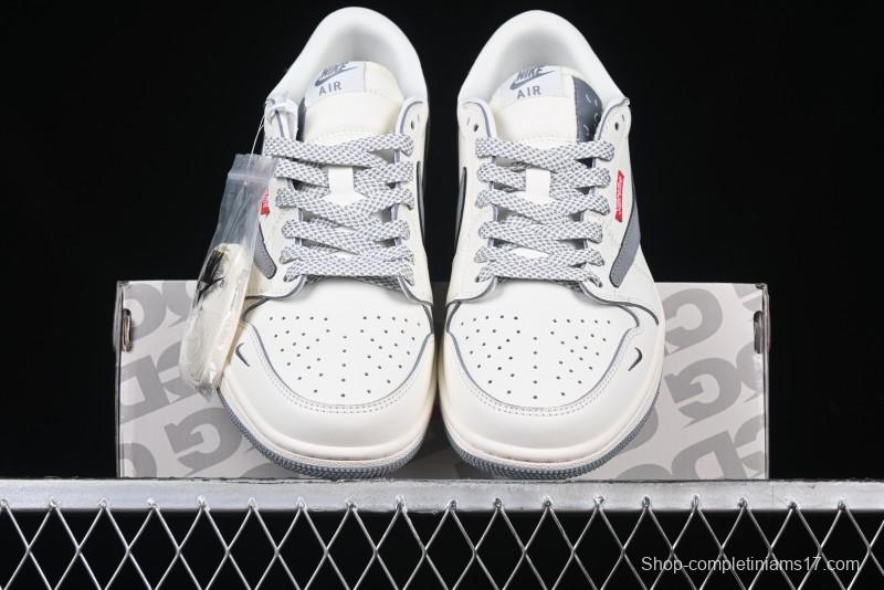 Nike Travis Scott x Fragment Design x Air Jordan 1 Low OG SP AJ1 Retro Sneakers with Unique Collaboration Details - XZ5158-002