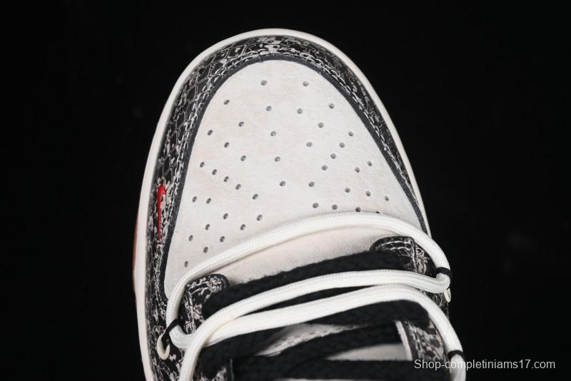 Nike SB Dunk Low Year of the Snake Series Snake Scale White Swoosh Customized Low-Top Casual Skate Shoes - YX5066-275