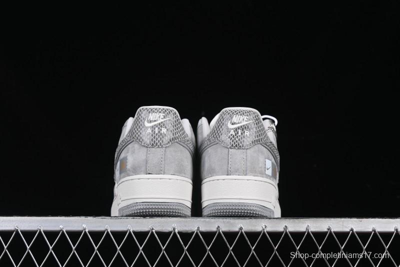Nike Air Force 1'07 Low The North Face Collaboration Pig Grey Snake Print Low-Top Casual Sneakers - DF0188-027