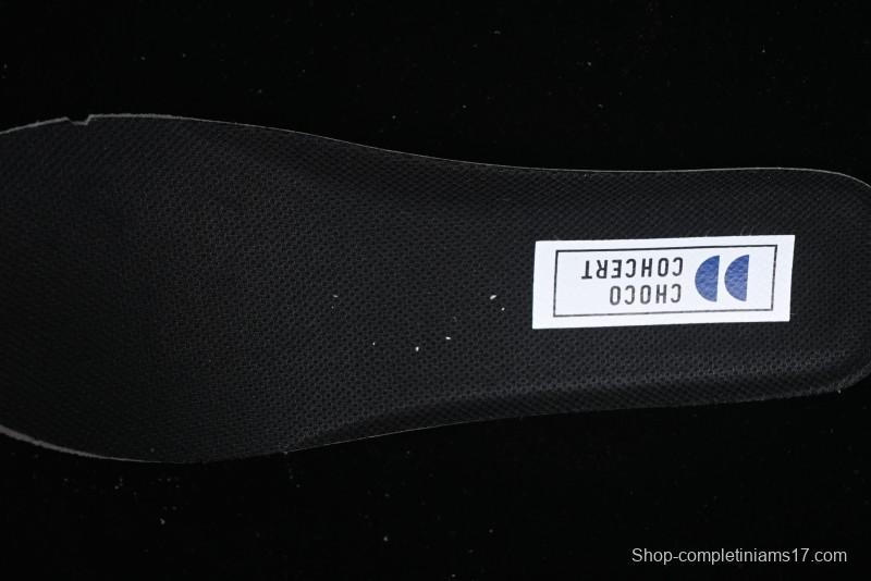 Choco Concert Leather Round Square Asymmetric Fashion Sneakers Black White - AJE5