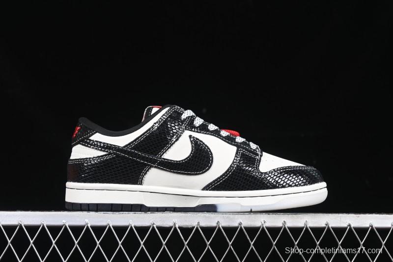 Nike SB Dunk Low UN Collaboration Year of the Snake Limited Edition Dual-Tone Black Snake Anniversary Custom Low-Top Casual Skate Shoes - AG3702-853