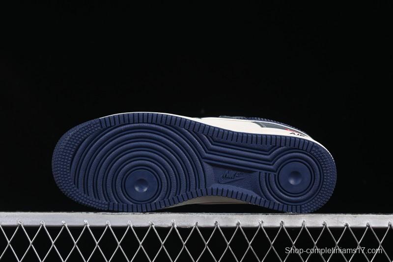 Nike Air Force 1 '07 Low Supreme Casual Sneakers in Grey Blue with Red Swoosh - XZ6188-382