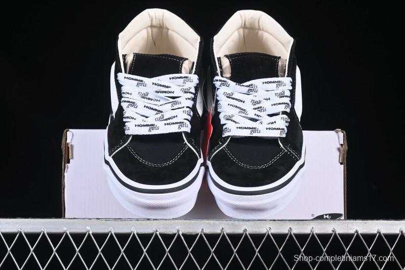 Vans HommeGirls x Vans Sk8-Mid Fashion Casual Mid-Top Canvas Sneakers with Bold Side Stripes - VN000NBNCJK