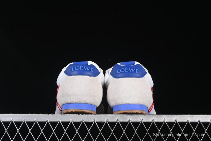 Loewe Ballet Runner 2.0 Sneakers Retro Style Low-Profile Casual Sports Shoes with Asymmetric Toe Design - White Blub