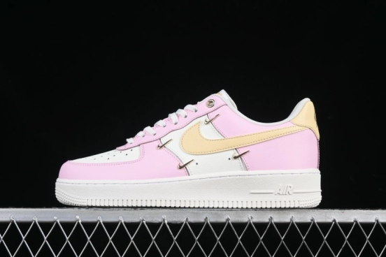 Nike Air Force 1 '07 Low White Pink Swoosh Casual Sneakers - IB2574-600