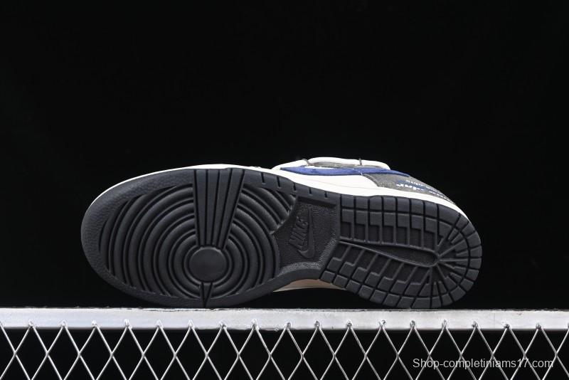 Nike SB Dunk Low Supreme Collaboration - Grey White Blue Swoosh Lace-Up Anniversary Customized Low-Top Casual Skate Shoes - XS1186-100