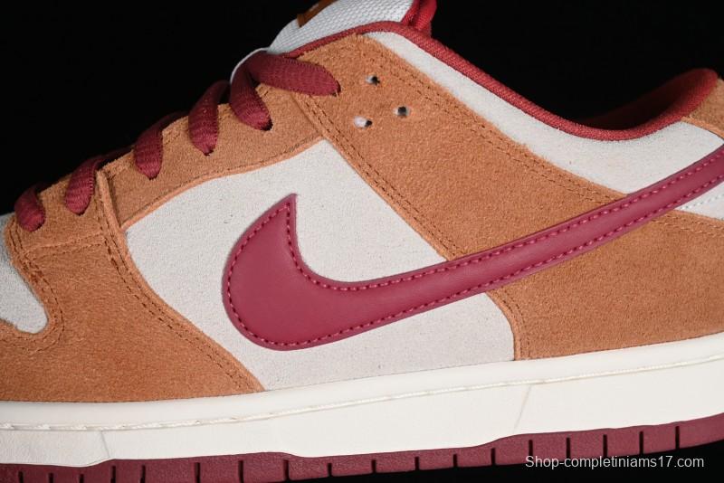 Nike SB Dunk Low Pro Brown Red Colorway SB Low Top Casual Skate Shoes - BQ6817-202