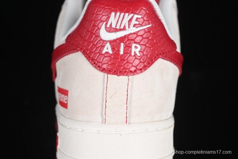 Nike Air Force 1 '07 Low Supreme Collaboration Year of the Snake Limited Edition Red Snake Swoosh Low-Top Casual Sneakers - HH7518-032
