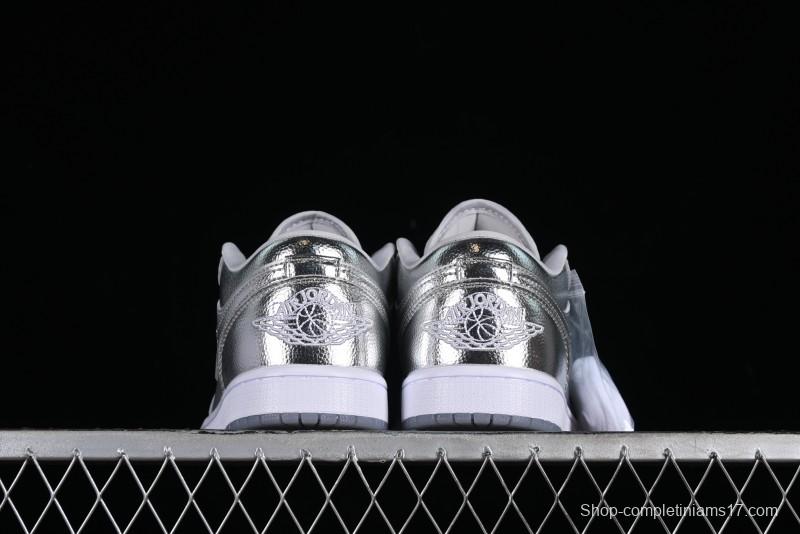 Nike Air Jordan 1 Low "Metallic Silver" Casual Sneakers with Metallic Finish - FN5030-001