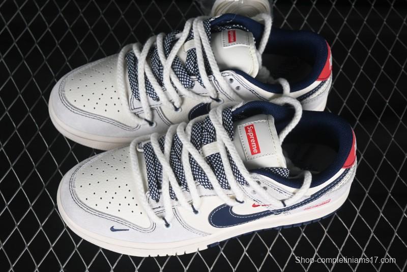 Nike SB Dunk Low Supreme Collaboration Strap Pig Eight Blue Hook Anniversary High-End Custom Low-Top Casual Skate Shoes - YX5066-235